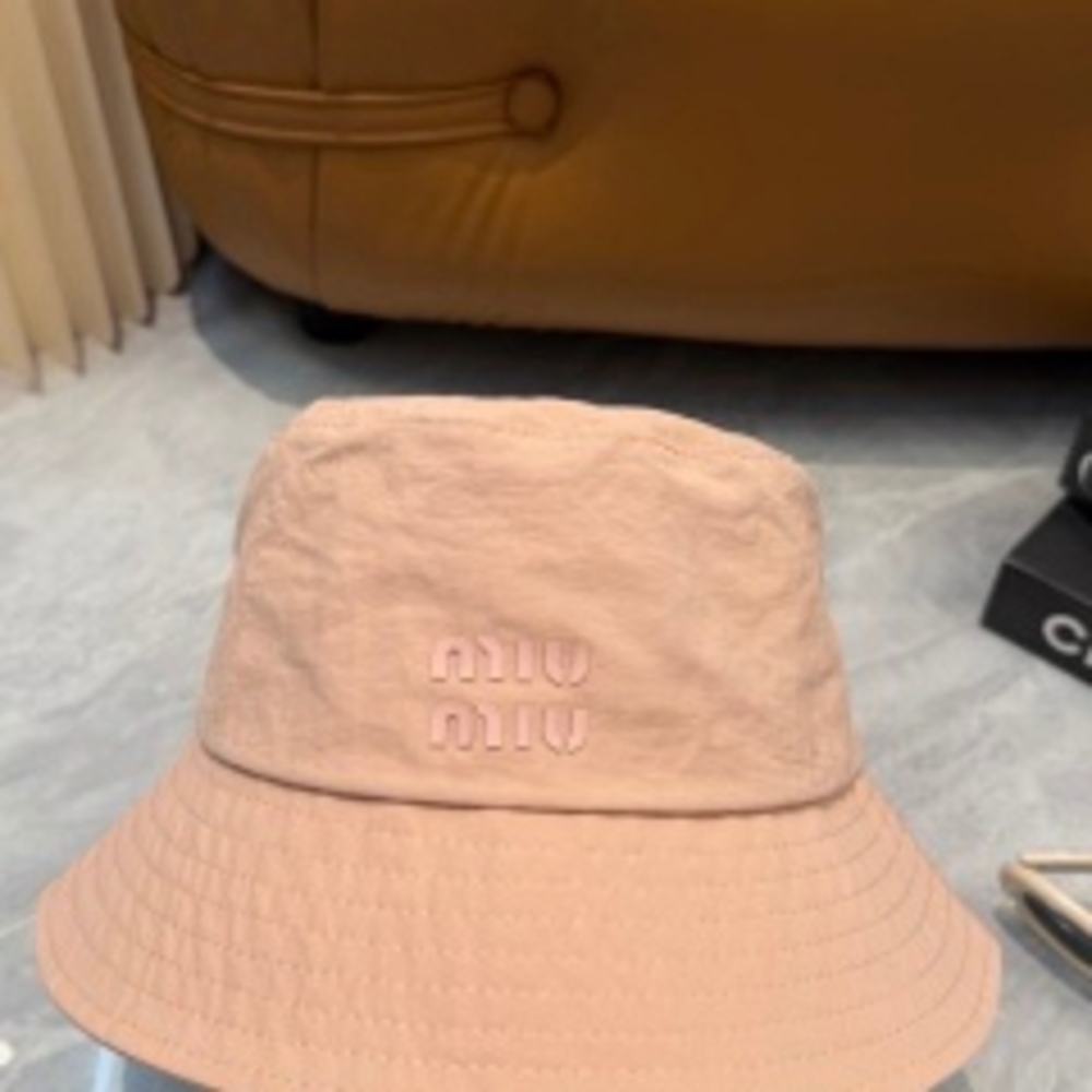 🌷Miu Miu🌷Dusty Pink Nylon Bucket Hat Tone‑on‑Tone Logo